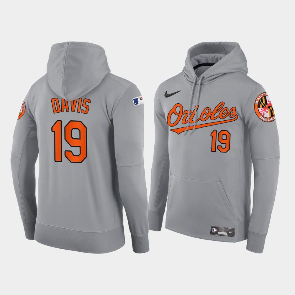 Men Baltimore Orioles #19 Davis gray road hoodie 2021 MLB Nike Jerseys->customized mlb jersey->Custom Jersey